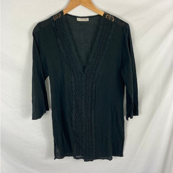 La Blanca Crochet Trip Swim Coverup Dress Black Size S/M - Picture 1 of 4
